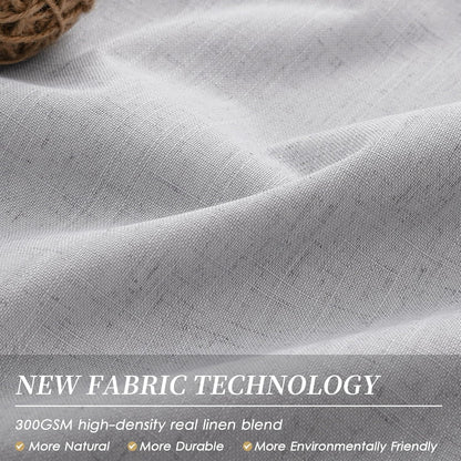 102 Inch Long Linen Curtains Full Blackout Light Grey Room Darkening Window Drapes 2 Panels Back Tab Black Out Noise Reducing Curtains for Modern Farmhouse Living Dining Room Bedroom Light Gray