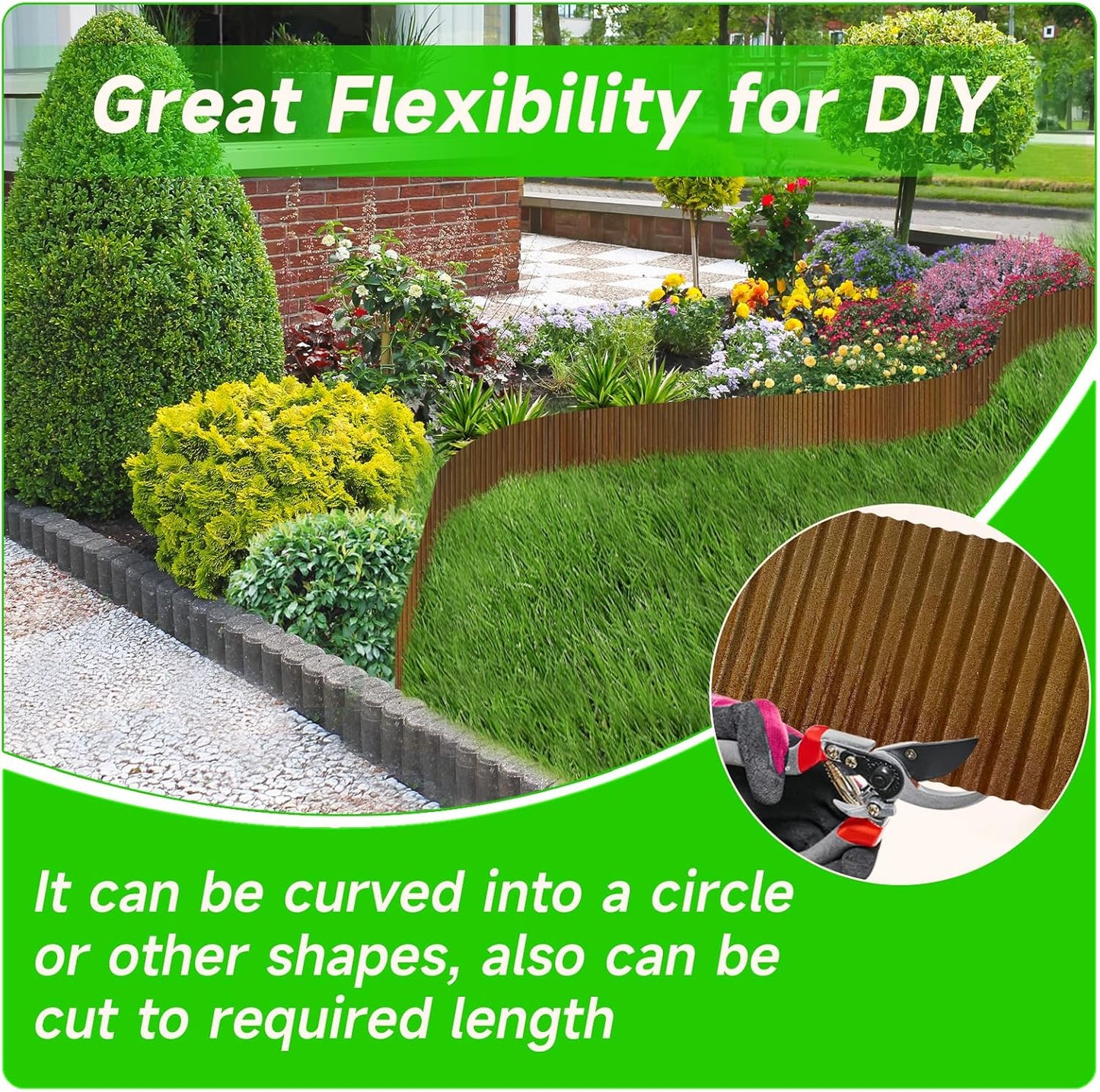 Corrugated Garden Edging,8"×20Ft Pre-Rusted Landscape Edging & Lawn Edging Border,Metal Garden Border for Flower Beds,Garden,Lawn,Raised Beds & Tree Surrounds