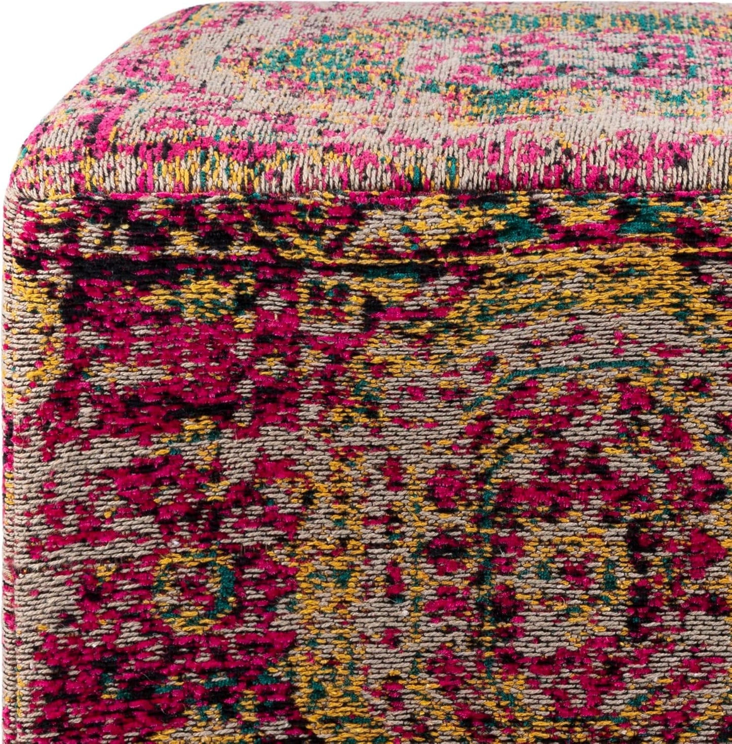 Mark&Day Pouf Ottoman, Kaltenleutgeben Traditional Bright Pink Cube Pouf Foot Rest for Living Room, Bedroom and Boho Home Decor (18"x18"x18")