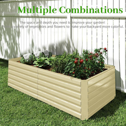 8x4x2 ft Outdoor Raised Garden Bed, Large Metal Planter Raised Beds, Planters for Outdoor Plants for Vegetables, Flowers, Herbs, Fruits, and Succulents.(2 Pcs,Yellow)