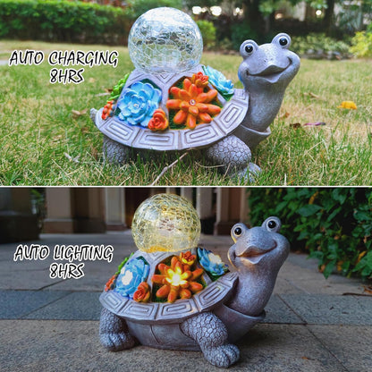 JOYBEE Solar Turtle Garden Statue Outdoor Decor-Turtle Solar Figurines Lights Decorations for Patio Yard Lawn Ornaments-Turtle Gifts for Birthday Easter Housewarming(Color)
