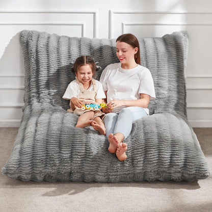 Hobestluk 3 in 1 Bean Bag Chair Giant Bean Bag Chairs for Adults with Ripple Cover Convertible Bean Bag Floor Cushion with Machine Washable Cover for Living Room (Ripple Grey)