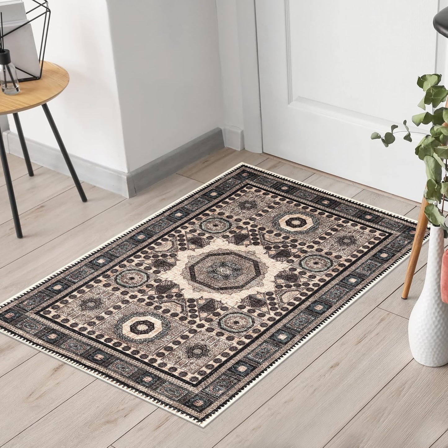 Keen Home Design 2x3 Rug - Machine Washable Entry Rug with Non-Slip Backing, Ideal for Enteryway, Kitchen, Bathroom, Laundry Room - Vintage, Easy Clean, Durable, Low Pile Rug - (2' x 3')