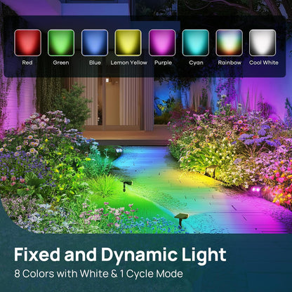 Linkind Solar Lights Outdoor Waterproof IP67, StarRay RGB Solar Spot Lights Outdoor, Color Changing Outdoor Solar Lights for Yard, Garden, Pathway, Decorations (Multicolor, 4 Pack)