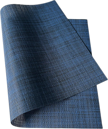 WAZAIGUR Placemats Set of 6 for Dining Table Heat-Resistant Washable Place Mats Woven Vinyl Kitchen Table Mats Easy to Clean,Navy Blue