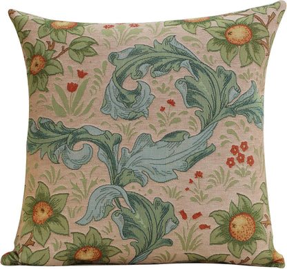 Charlotte Home Furnishings Decorative Tapestry Pillow Cover 19x19 in, Beige Arabesques Couch Pillow Cover, French Country Square Cushion Cases for Living Room Home Decor, Soft Cotton Jacquard Woven