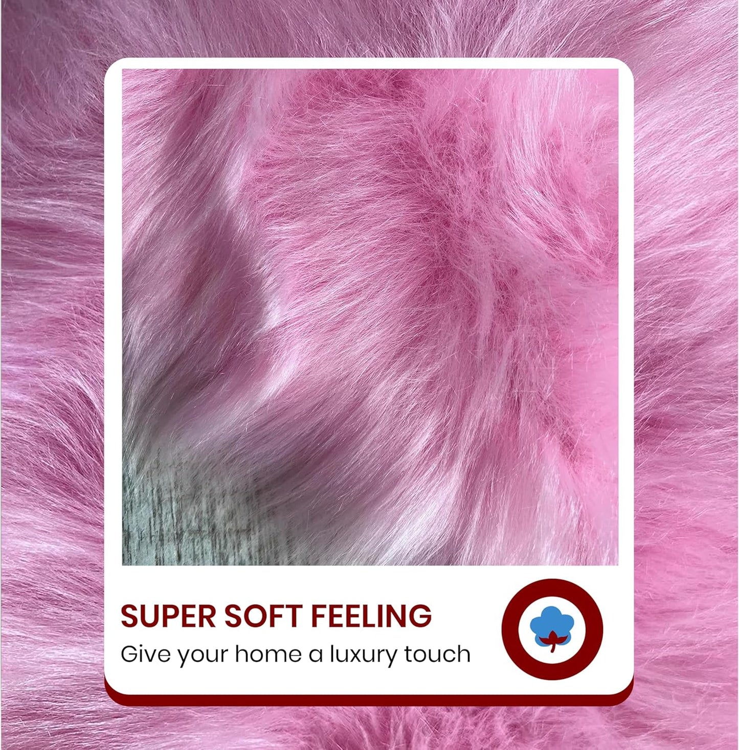 LAMBZY Faux Sheepskin Super Soft Hypoallergenic Free Shape Silky Shag Rug, Luxury Shaggy Plush Carpet for Bedrooms Living Kids Room Sofa Rugs (Pink, Double Side by Side 3'x4')