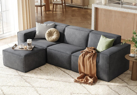 LINSY HOME Oversized Modular Sectional Sofa, 105" Cloud Couch L Shaped 3-Seat Sofa with Ottoman