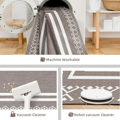 Outdoor Patio Rug, Outside Rectangular Carpet, Moroccan Geometric Rugs, Washable Large Indoor Outdoor Rug Mats for RV, Picnic, Backyard, Deck, Balcony, Porch, Beach 5'x8'