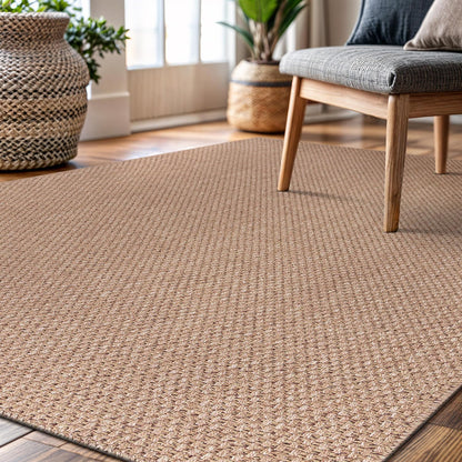 CAMILSON Easy Jute Rug 4x6, Indoor Outdoor Natural Color Farmhouse Area Rugs for Living Room Patio and Kitchen Rug, Solid Boho Woven Design, Easy-Cleaning, Washable Outside Carpet Alfombras (4 x 6)