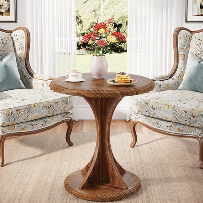 Tribesigns Round End Side Table: Wood Small Sofa Chair Side Table for Living Room, Mid-Century Bedside Nightstand for Bedroom, Accent Table, Easy Assembly, Vintage Brown