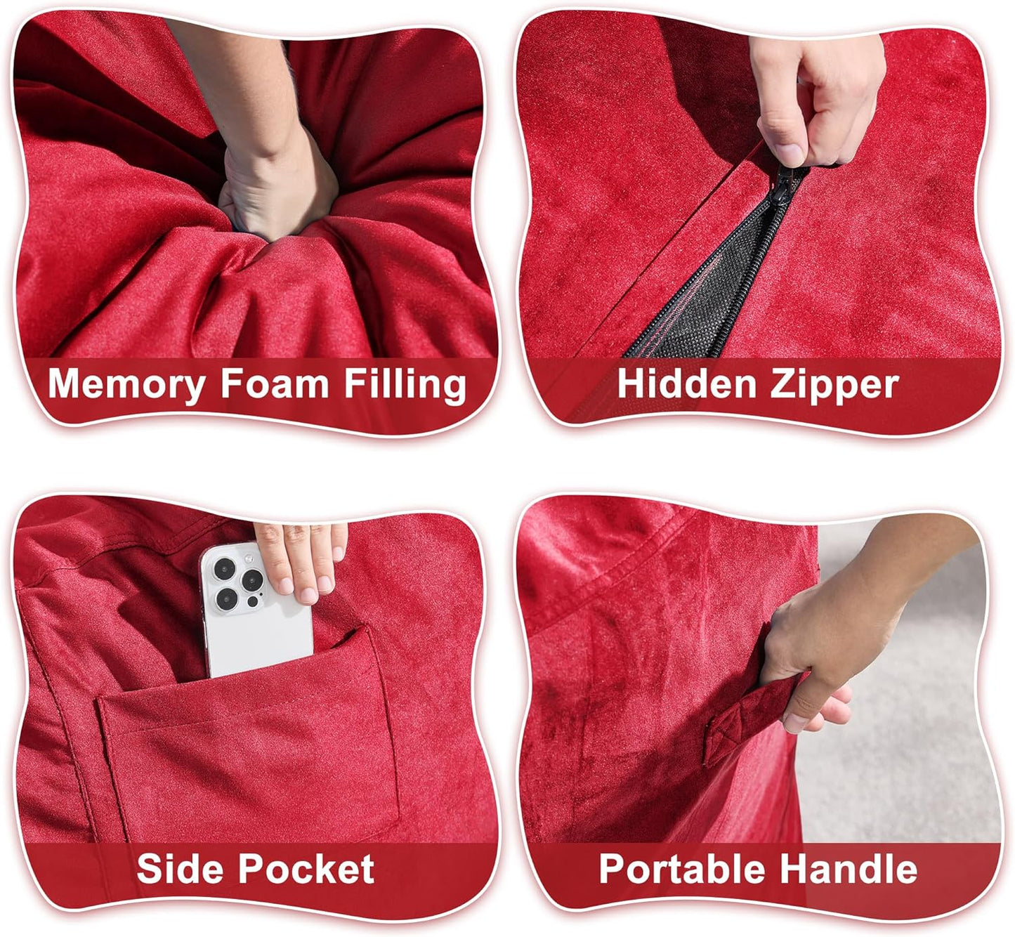 Hobestluk 5FT Bean Bag Chair Giant Bean Bag Chairs for Adults Large Bean Chairs with Removable Cover, Beanbag Chair with Filler, Adult Bean Bag Chairs for Living Room, Bedroom