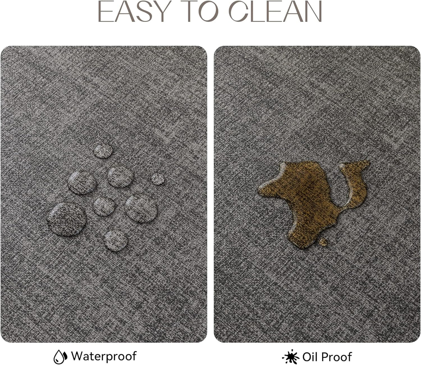 Romanstile Reversible Vinyl Placemats Set of 8, Faux Leather 100% Waterproof Oil-Proof Wipeable Place Mats, Heat Resistant Dual Sided Table Mats for Kitchen/Dining/Party (Dark Gray, 12 x 18 Inch)