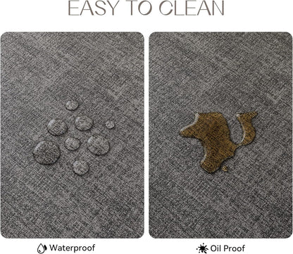 Romanstile Reversible Vinyl Placemats Set of 8, Faux Leather 100% Waterproof Oil-Proof Wipeable Place Mats, Heat Resistant Dual Sided Table Mats for Kitchen/Dining/Party (Dark Gray, 12 x 18 Inch)