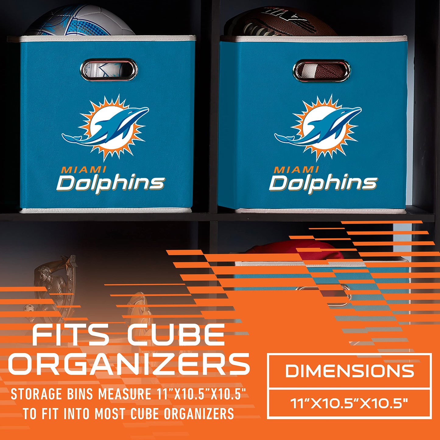 Franklin Sports NFL Miami Dolphins Collapsible Storage Bin
