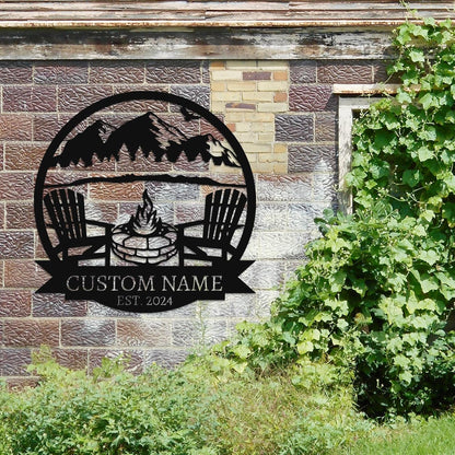 Personalized Camping Signs | Custom Metal Sign | Custom Mountain Campfire Sign | Custom Signs Outdoor Metal | Family Name Sign | Personalized Campfire Name Sign | Metal Wall Art | Camping Signs
