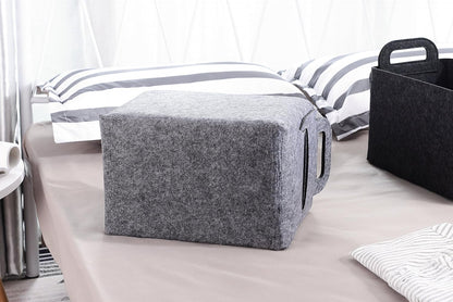 Minoisome Storage Basket Felt Storage Bin Collapsible& Convenient Box Organizer with Carry Handles for Office Bedroom Closet Babies Nursery Toys Laundry (Grey, 13.8inch（L）×9.5inch（W）×8.3inch（H）)