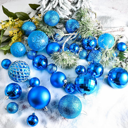 LANGXUN 36pcs Blue Christmas Tree Decorations Balls, Bolas De Navidad, 2025 Christmas Decor, Indoor Outdoor Shatterproof Christmas Ornaments, Xmars Party Wedding Suppiles