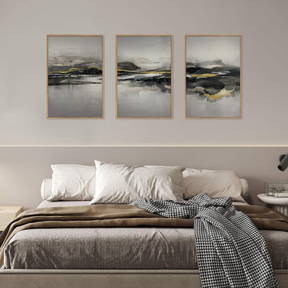Modern Abstract Framed Canvas Wall Art Set, Neutral Minimalist Wall Decor, Modern Abstract Wall Painting, Minimalist Artworks for Living Room, Bedroom, Dining Room, Office - 16"x24"x3