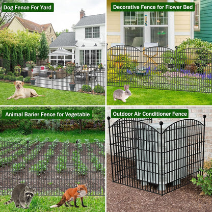 25 Panels Decorative Garden Fence with Gate - 32 in (H) x 59 ft (L) 24 Panels + 1 Gate - Dog Fence Outdoor for Yard，Rustproof Metal Animal Barrier Ground Stakes Fencing for Garden, Patio, Flower Bed