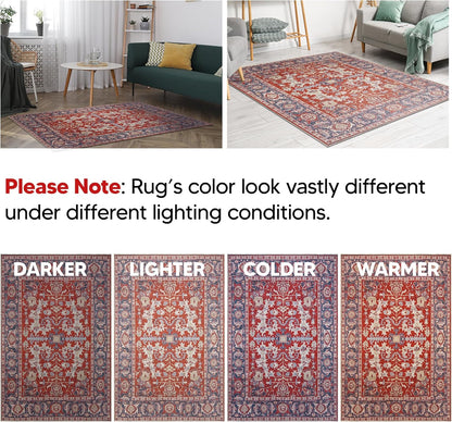 Keen Home Design 2x7 Rug - Machine Washable Runner Rug with Non-Slip Backing, Ideal for Hallway, Entryway, Kitchen, Laundry Room - Vintage, Easy Clean, Durable, Low Pile Rug - (2'6" x 7')