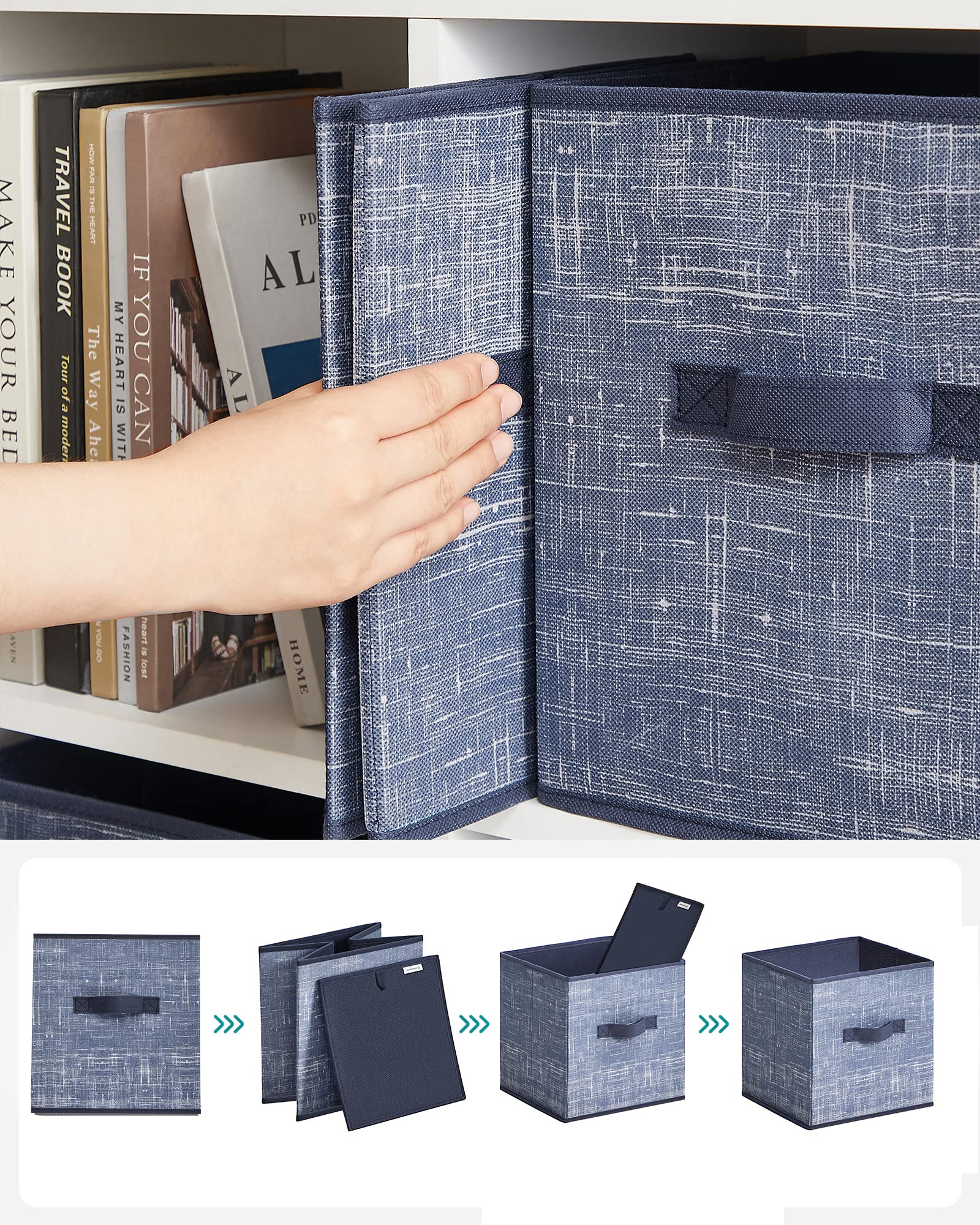 SONGMICS Storage Cubes, Set of 6, 11-Inch Foldable Closet Organizers
