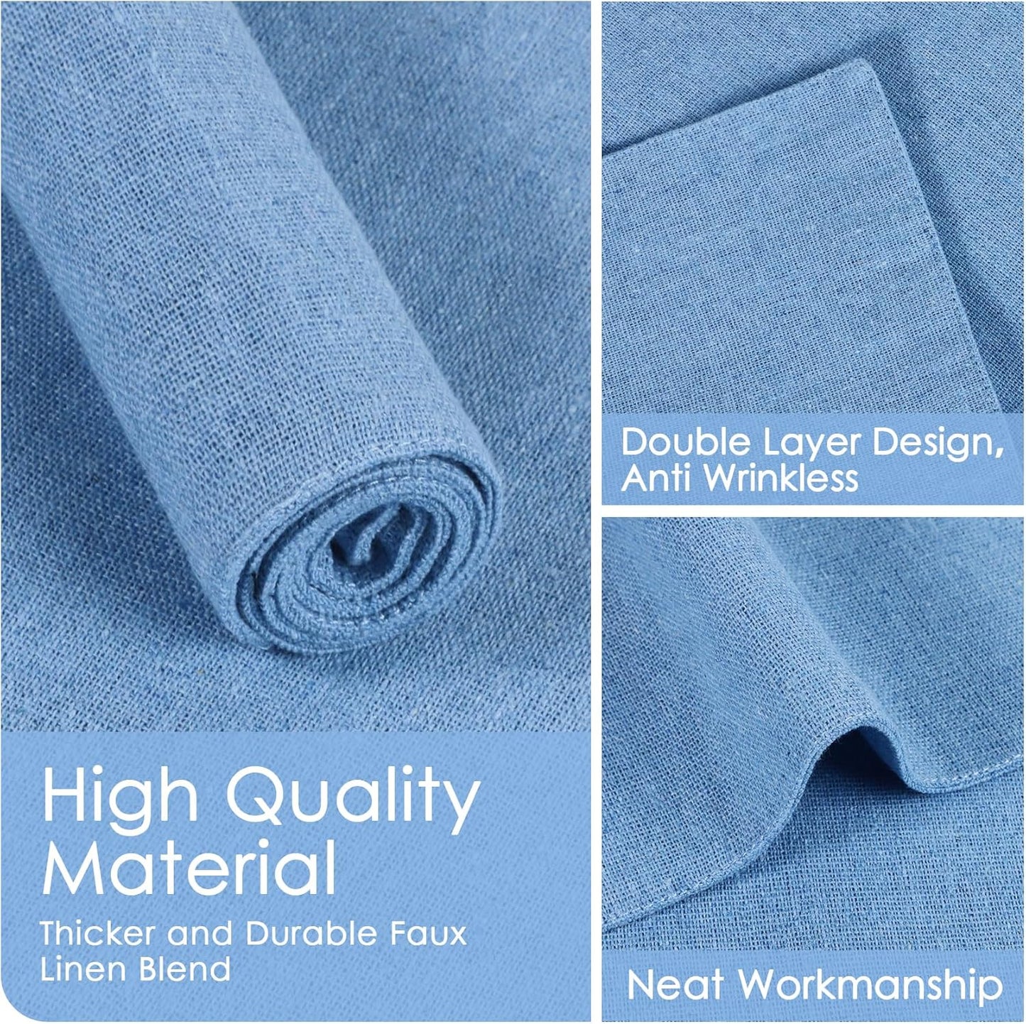 MANSPHIL Table Cloth Placemats Set of 4 Washable Cotton Thick Faux Linen Place Mats Heat Resistant Double Layer Table Mats for Dining Kitchen Indoor Use - 13x19 Inch Light Blue