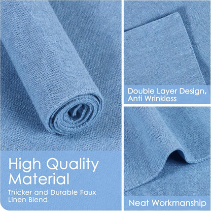MANSPHIL Table Cloth Placemats Set of 4 Washable Cotton Thick Faux Linen Place Mats Heat Resistant Double Layer Table Mats for Dining Kitchen Indoor Use - 13x19 Inch Light Blue