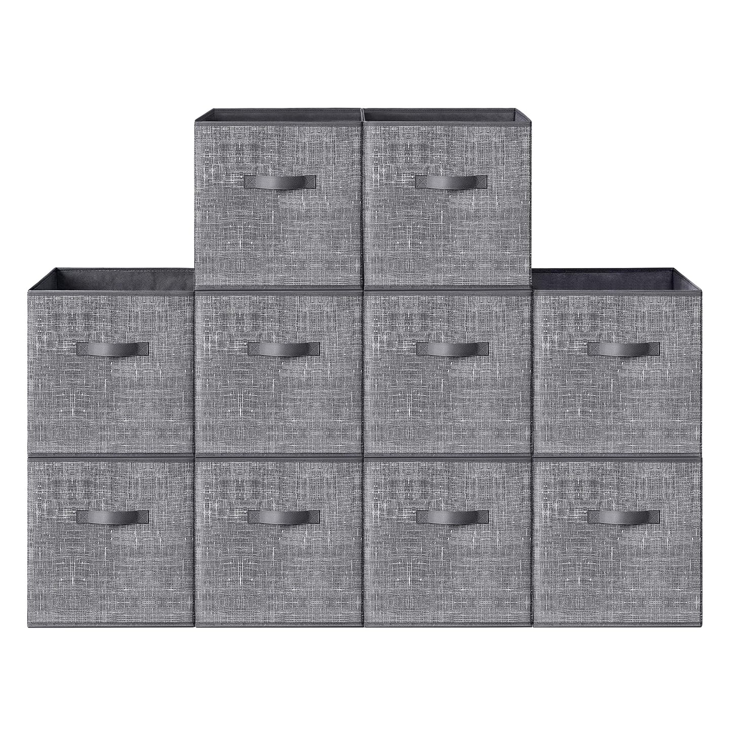 SONGMICS HOME Foldable Storage Cubes Set of 10, Fabric Shelf Organizer Bins with Handles, Closet