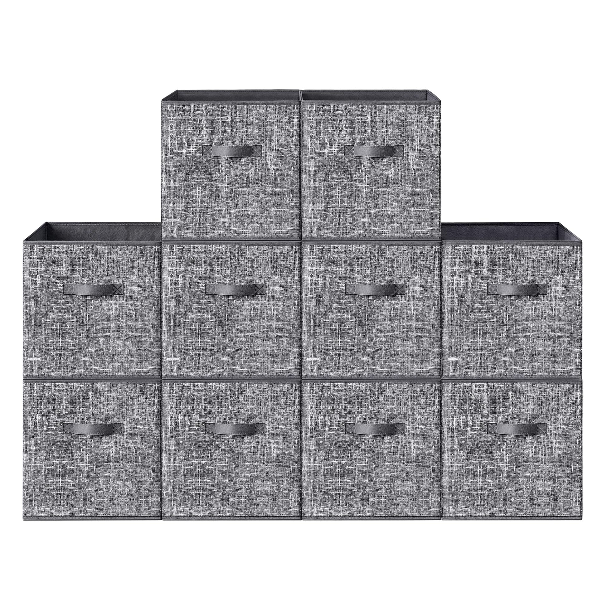 SONGMICS HOME Foldable Storage Cubes Set of 10, Fabric Shelf Organizer Bins with Handles, Closet