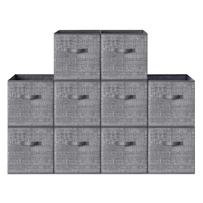 SONGMICS HOME Foldable Storage Cubes Set of 10, Fabric Shelf Organizer Bins with Handles, Closet