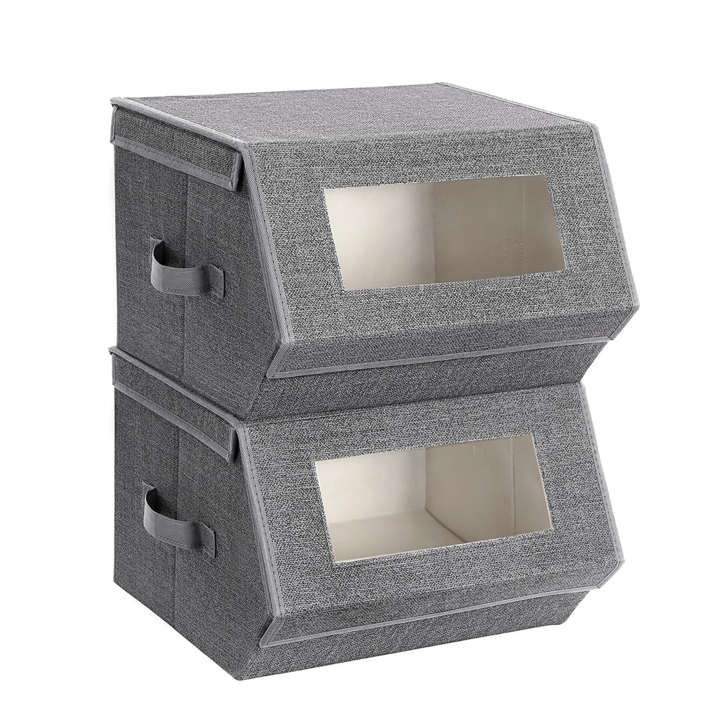 SONGMICS Stackable Storage Bins, Set of 2, with Lids and Front Windows