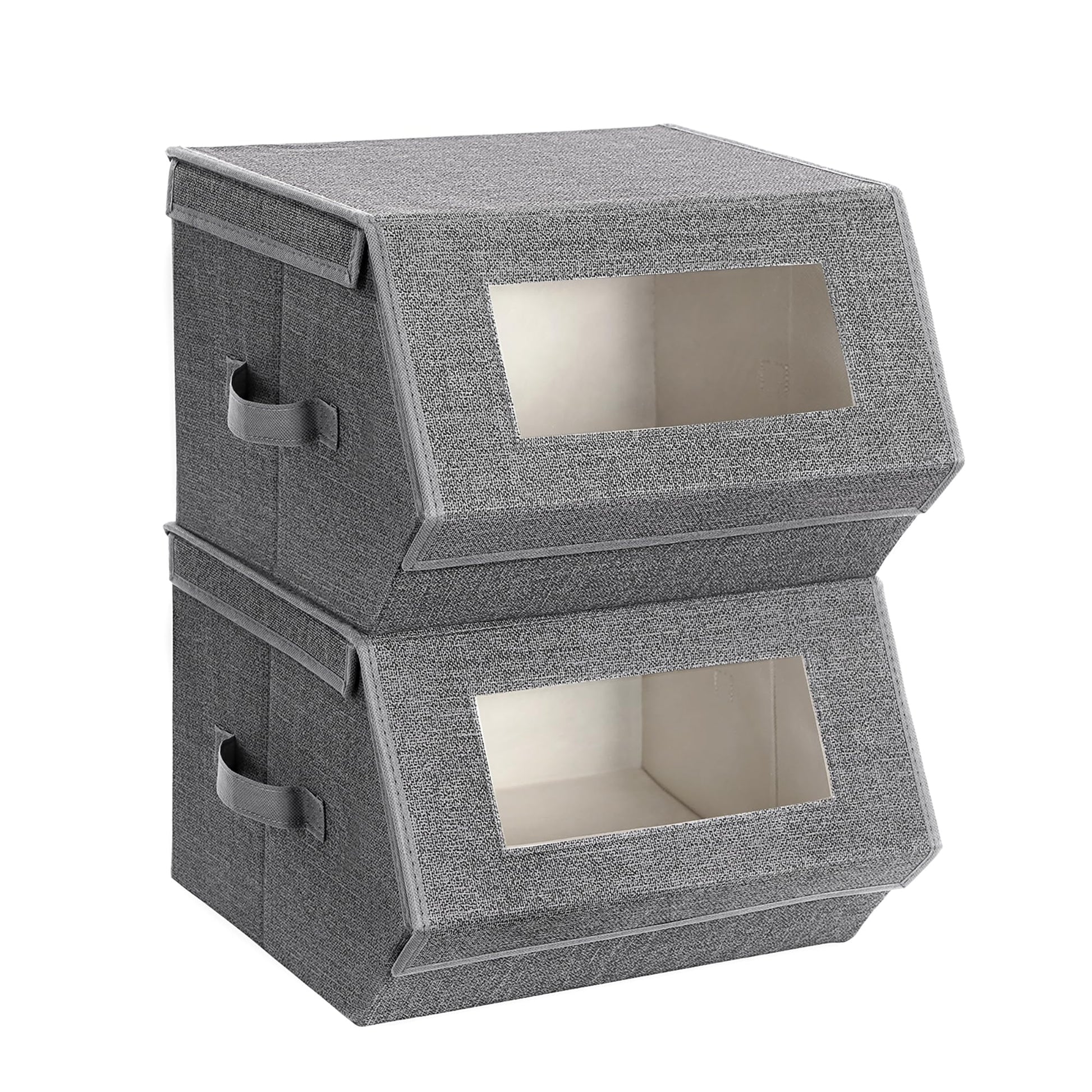 SONGMICS Stackable Storage Bins, Set of 2, with Lids and Front Windows