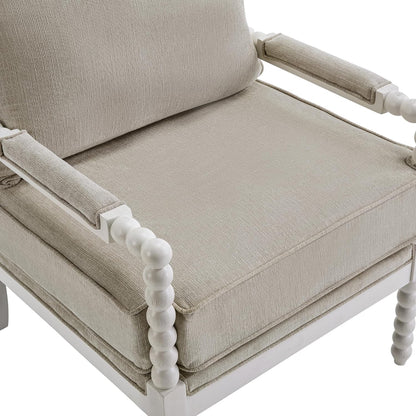 DUHOME Linen Fabric Spindle Accent Chairs Set of 2 with Wood Frame,Modern Accent Chairs with Padded Spring Seat and Brushed White Base for Living Room Bedroom Farmhouse Home Office Belcony