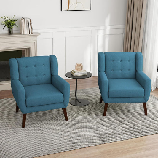 UIXE Accent Chair, Modern Upholstered Armchair in Fabric for Living Room, Comfy Club Arm Chairs
