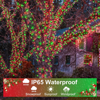 262FT 800 LED Christmas Lights, Plug in Christmas Tree Lights Outdoor with Timer and 8 Modes, Green Wire Waterproof String Light for Indoor House Yard Patio Wedding Decorations, Red Green