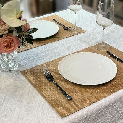 ANDSTAR Set of 8 Pcs Bamboo Placemats Sushi Rolling Mat Japanese Style Natural Anti-Slip, Washable Heat-Resistant Table Mats for Dining Room and Kitchen（Brown）