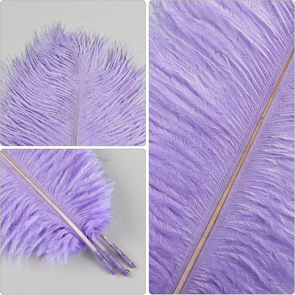THARAHT Lavender Ostrich Feathers 24pcs Natural Bulk 10-12Inch 25cm-30cm for Crafts Wedding Party Centerpieces Easter Gatsbi and Decoration Feather
