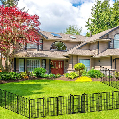 Garden Fence with Gate 32 in(H)×26.6 Ft(L) 12 Panels, Heavy Duty Iron Animal Barrier Fence for Yard, Suitable for Indoor Pet Fence Or Outdoor Dog Fencing