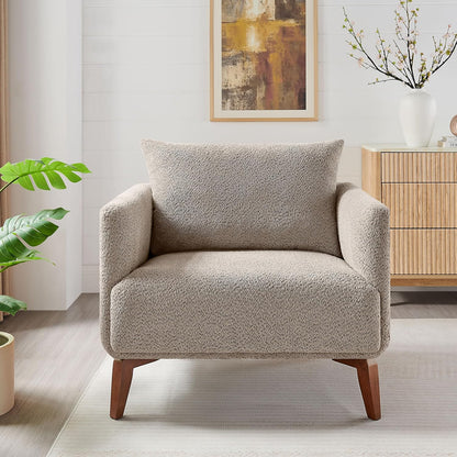 Oversized Accent Chair Modern Boucle Armchair for Living Room Sets of 2 - 37" Wide & Cozy Reading Accent Chair with Solid Wood Legs, Camel Upholstered Lounge Chair for Bedroom & Office(Easy Assembly)