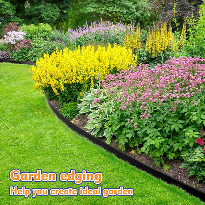 1.5 Inch x 100 FT (Multiple Sizes Available) Landscape Edging, Garden Edging Borders with 100pcs Upgrade Stakes, Flexible No Dig Plastic Garden Border for Lawn, Landscaping, Flower Beds and Yard