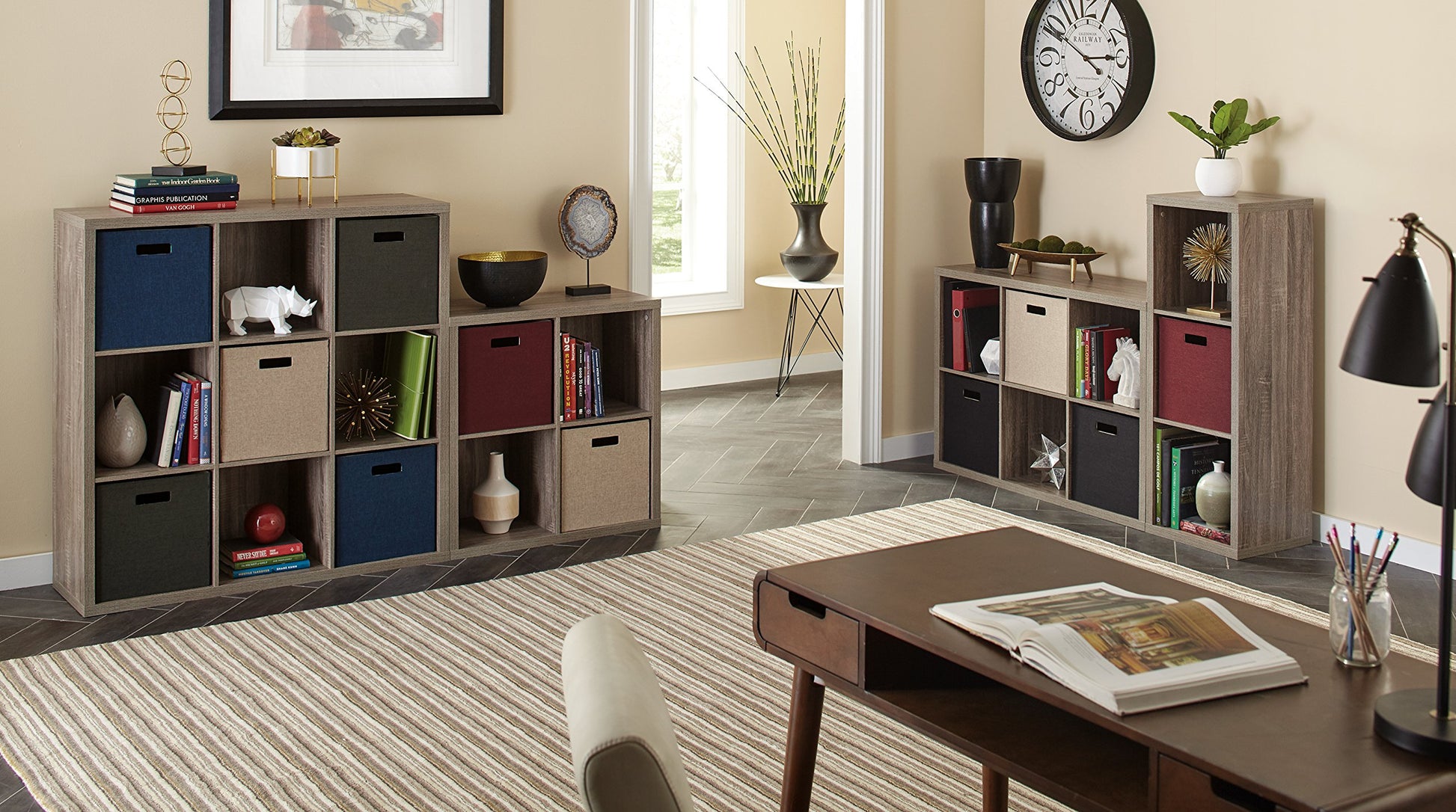 ClosetMaid 6 Cube Storage Shelf Organizer Bookshelf with Back Panel, Easy Assembly, Wood, Weathered