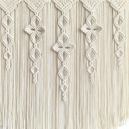 Achart Macrame Wall Hanging Large- Boho Wall Decor- large wall art- Wall Decor Living Room- Macrame Tapestry Boho Decor for Bedroom (Beige-Flower)