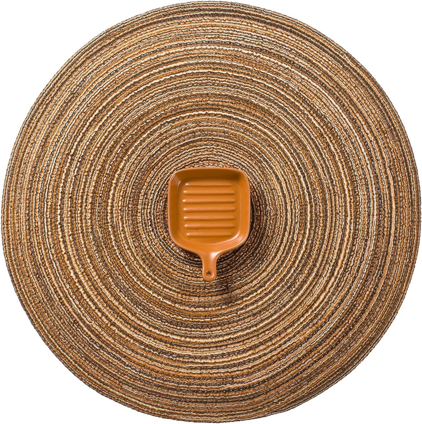 AHHFSMEI Round Braided Placemats Set of 6 Round Table Mats for Dining Tables Natural Woven Heat Resistant Place mats 15 Inch (Brown)