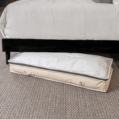 Household Essentials Cotton Canvas Under Bed Clothing and Linen Storage Bag | Natural