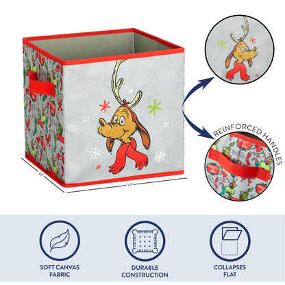 Idea Nuova Storage Cubes for Kids,2 Pack Collapsible Fabric Bins with Handles, Holiday Organizer