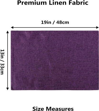 Home Brilliant Placemats Set of 6 Heat Resistant Dining Table Place Mats for Kitchen Table, 13 x 19 inches, Purple