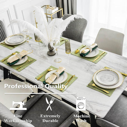 Home Brilliant Green Placemat Set of 8 Washable Place Mats Placemats Heat Resistant Sage Placemat for Dining Table Kitchen Table Mats Decor, Grass Green