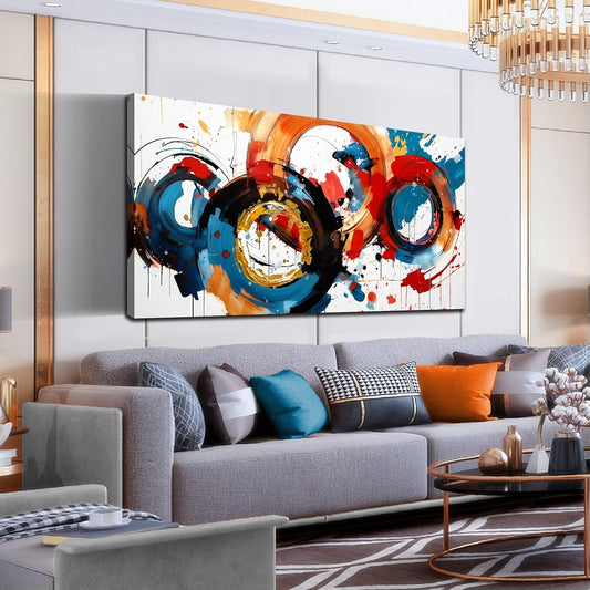 Abstract Wall Art Large Canvas Prints Modern Living Room Bedroom Home Office Wall Decor Framed Colorful Circle Abstract Picture Ready to Hang Size 30x60