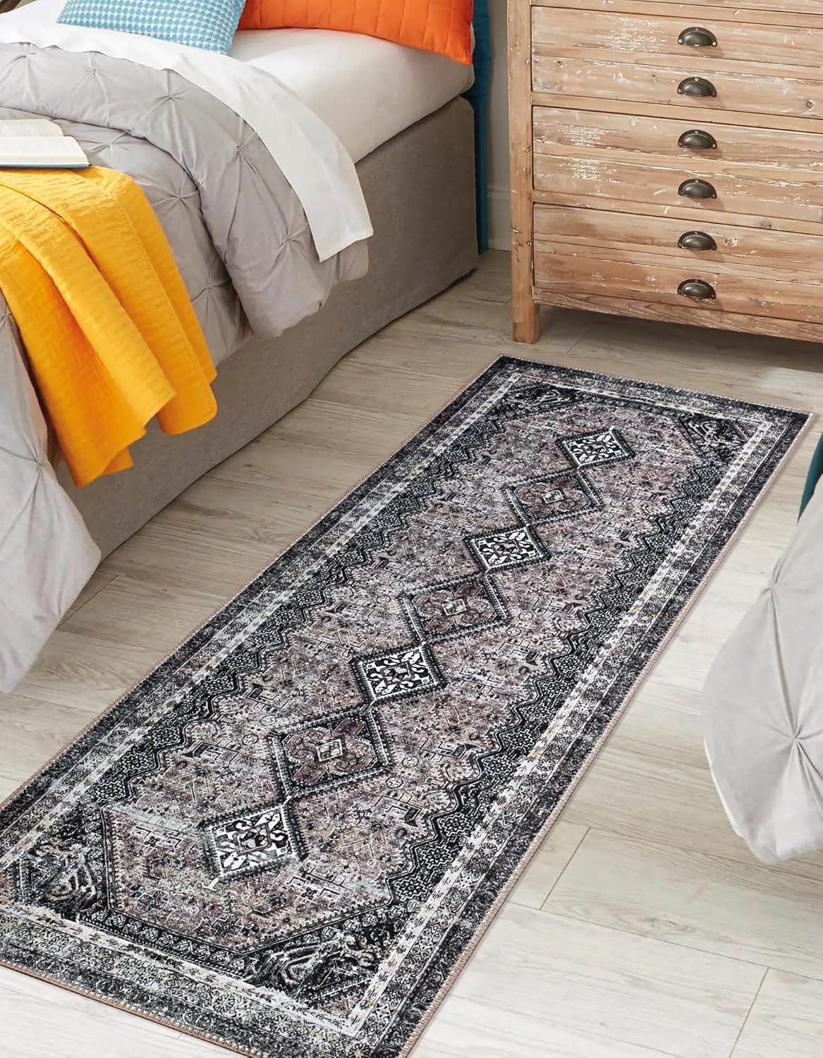 Keen Home Design 2x12 Rug - Machine Washable Runner Rug with Non-Slip Backing, Ideal for Hallway, Entryway, Kitchen, Laundry Room - Vintage, Easy Clean, Durable, Low Pile - (2'6" x 12')